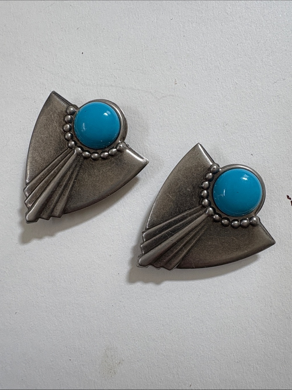 Vintage Unisex 2 Button Covers Southwestern Style Silvertone Faux Turquoise